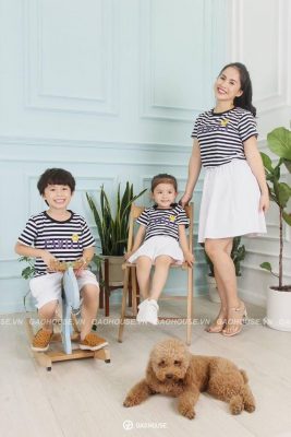 áo gia đình kẻ ngang đen - trắng