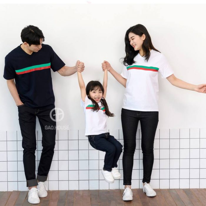 1_áo thun gia đình kẻ sọc ngang