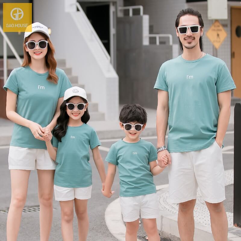 1_áo gia đình mùa hè màu xanh ve AGD0021