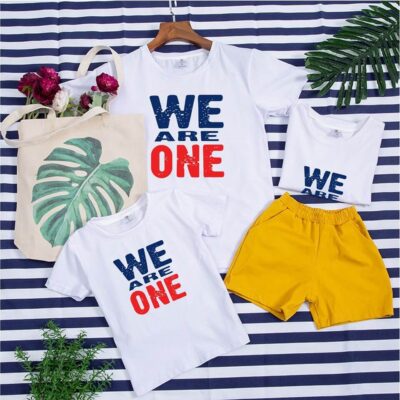 áo gia đình mùa hè we are one màu trắng