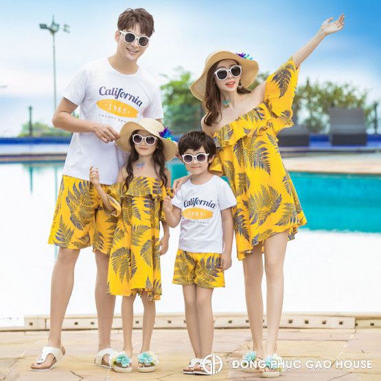 Đồ gia đình đẹp 3/4/5 người, đồng phục gia đình ba mẹ và bé trai gái váy áo  thun phối sọc dễ thương du lịch AG43 | Lazada.vn