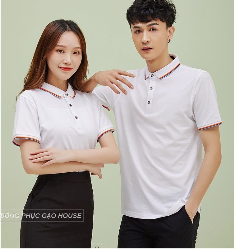 đồng phục công ty có cổ màu trắng
