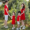 Áo váy gia đình màu đỏ dáng xòe
