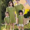 Áo váy gia đình tone xanh lá ưu nhã