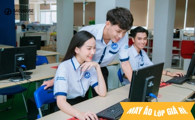 Đồng phục tài chính marketing nổi bật với sắc trắng xanh đẹp